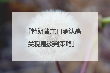 特朗普亲口承认高关税是谈判策略