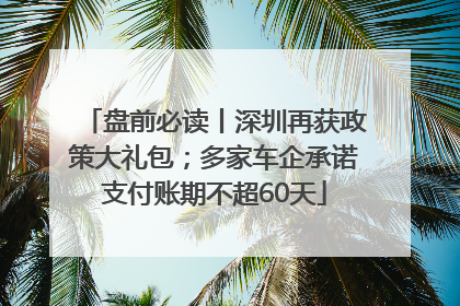 盘前必读丨深圳再获政策大礼包；多家车企承诺支付账期不超60天