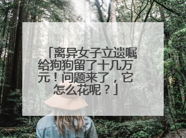 离异女子立遗嘱给狗狗留了十几万元！问题来了，它怎么花呢？