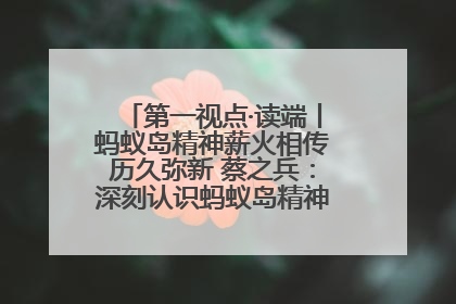 第一视点·读端丨蚂蚁岛精神薪火相传历久弥新 蔡之兵：深刻认识蚂蚁岛精神的“精气神”