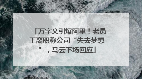 万字文引爆阿里！老员工离职称公司“失去梦想”，马云下场回应