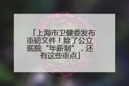 上海市卫健委发布重磅文件！除了公立医院“年薪制”，还有这些重点