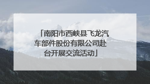南阳市西峡县飞龙汽车部件股份有限公司赴台开展交流活动