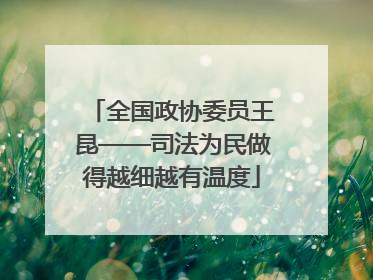 全国政协委员王昆——司法为民做得越细越有温度