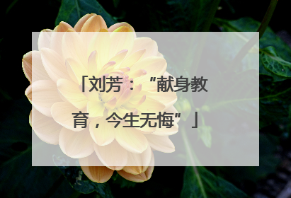 刘芳：“献身教育，今生无悔”