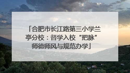 合肥市长江路第三小学兰亭分校：督学入校“把脉”师德师风与规范办学