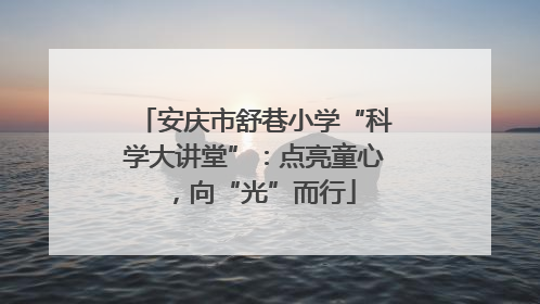 安庆市舒巷小学“科学大讲堂”：点亮童心，向“光”而行