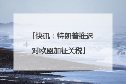 快讯：特朗普推迟对欧盟加征关税