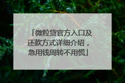 微粒贷官方入口及还款方式详细介绍，急用钱周转不用慌