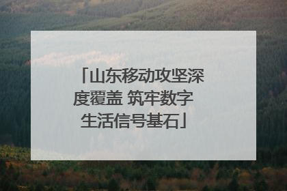 山东移动攻坚深度覆盖 筑牢数字生活信号基石