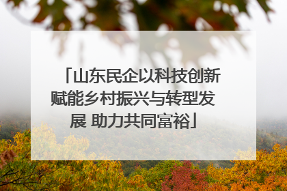 山东民企以科技创新赋能乡村振兴与转型发展 助力共同富裕