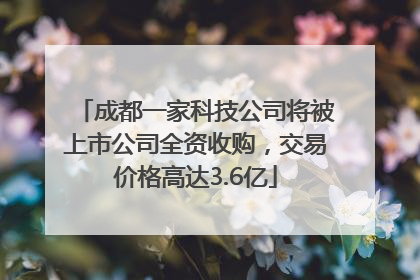 成都一家科技公司将被上市公司全资收购，交易价格高达3.6亿