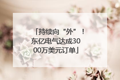 持续向“外”！东亿电气达成3000万美元订单