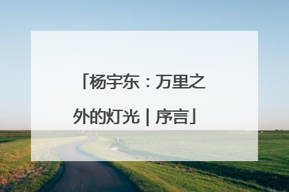 杨宇东：万里之外的灯光｜序言