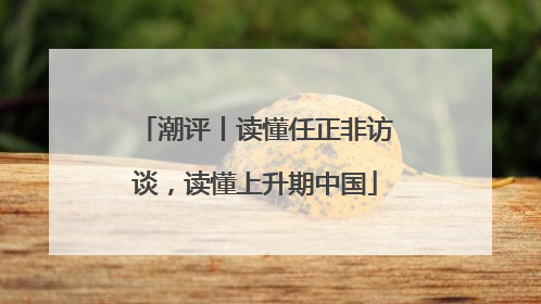 潮评丨读懂任正非访谈，读懂上升期中国