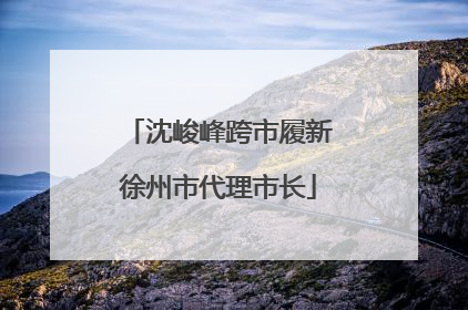 沈峻峰跨市履新徐州市代理市长