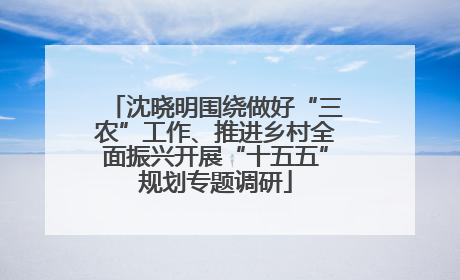 沈晓明围绕做好“三农”工作、推进乡村全面振兴开展“十五五”规划专题调研