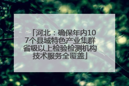 河北：确保年内107个县域特色产业集群省级以上检验检测机构技术服务全覆盖