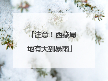 注意！西藏局地有大到暴雨