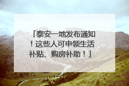 泰安一地发布通知！这些人可申领生活补贴、购房补助！