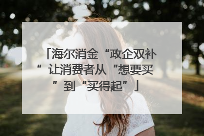 海尔消金“政企双补”让消费者从“想要买”到“买得起”