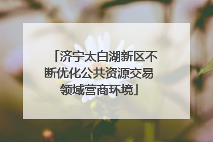 济宁太白湖新区不断优化公共资源交易领域营商环境