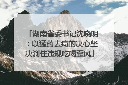 湖南省委书记沈晓明：以猛药去疴的决心坚决刹住违规吃喝歪风