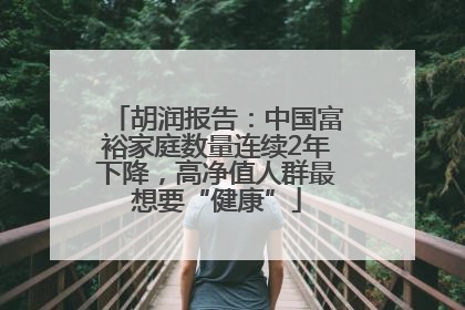 胡润报告：中国富裕家庭数量连续2年下降，高净值人群最想要“健康”