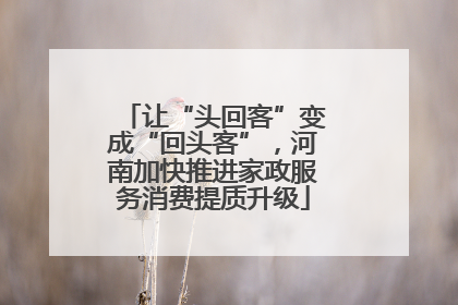 让“头回客”变成“回头客”，河南加快推进家政服务消费提质升级