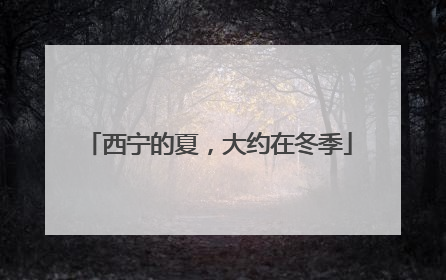 西宁的夏，大约在冬季