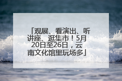 观展、看演出、听讲座、逛集市！5月20日至26日，云南文化馆里玩场多