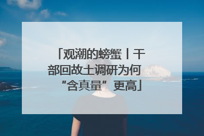 观潮的螃蟹丨干部回故土调研为何“含真量”更高