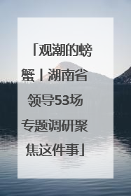 观潮的螃蟹丨湖南省领导53场专题调研聚焦这件事