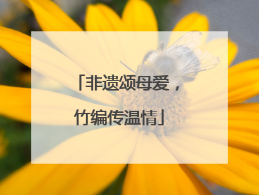 非遗颂母爱，竹编传温情