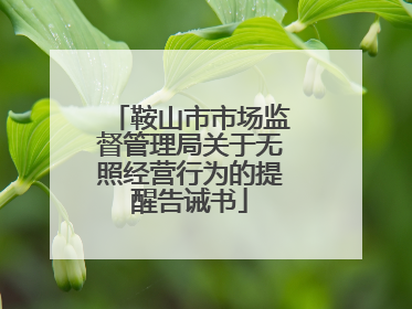 鞍山市市场监督管理局关于无照经营行为的提醒告诫书