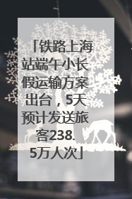 铁路上海站端午小长假运输方案出台，5天预计发送旅客238.5万人次