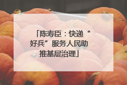 陈寿臣：快递“好兵”服务人民助推基层治理